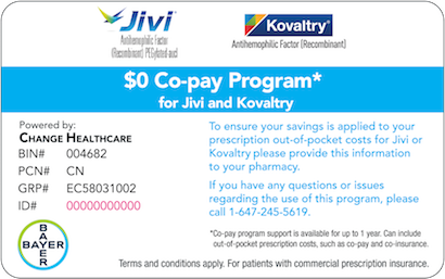 $0 Co-pay Program for Jivi® and Kovaltry® Co-pay Card